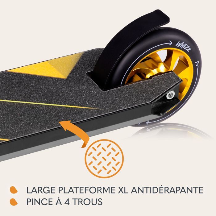 LIONELO Whizz Triksesparkesykkel - ABEC-9 - Styre i ett stykke - Svart/Gul