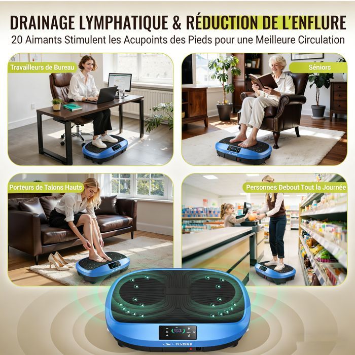 Plataforma vibratória FLYBIRD, dispositivo de exercício para fortalecimento da densidade óssea e drenagem linfática.