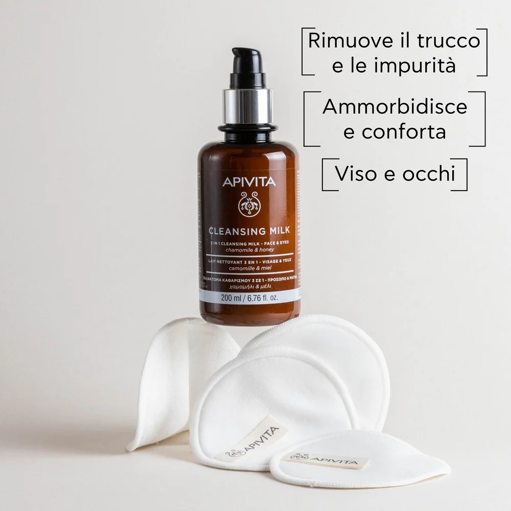 APIVITA Apivita Clean Milk 3-in-1 200 ml/20 reinigingsgels voor gezicht en ogen