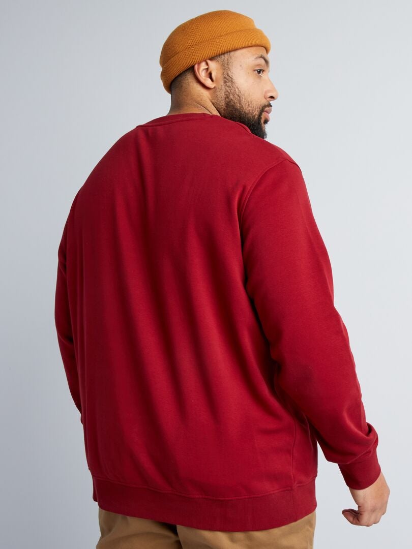 Trui met ronde hals van fleece - ROOD