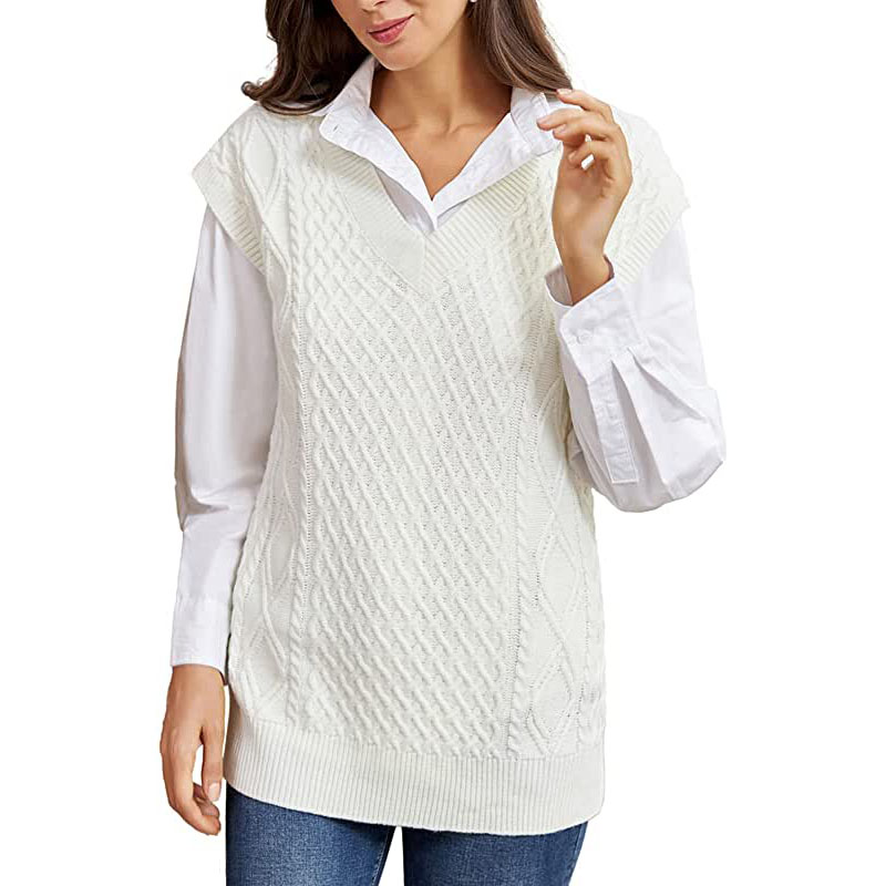 GRACE KARIN Pull-over oversize à col en V pour femme, haut en maille décontracté
