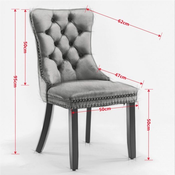 Chaise de Salle à Manger en Velours Contemporaine - Lot de 2 Chaise Rembourrée - Garniture Cloutée, Gris et Chrome