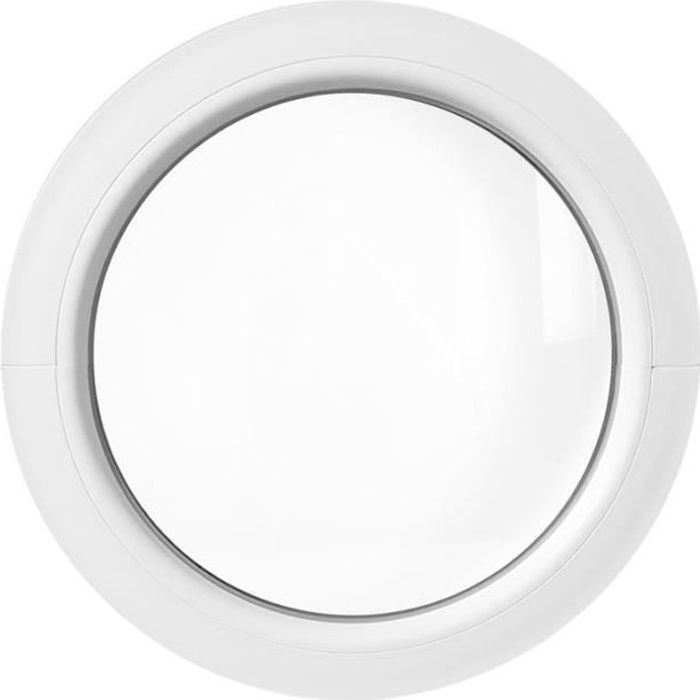 Ventana redonda fija de 600 mm, PVC blanco, ojo de buey.