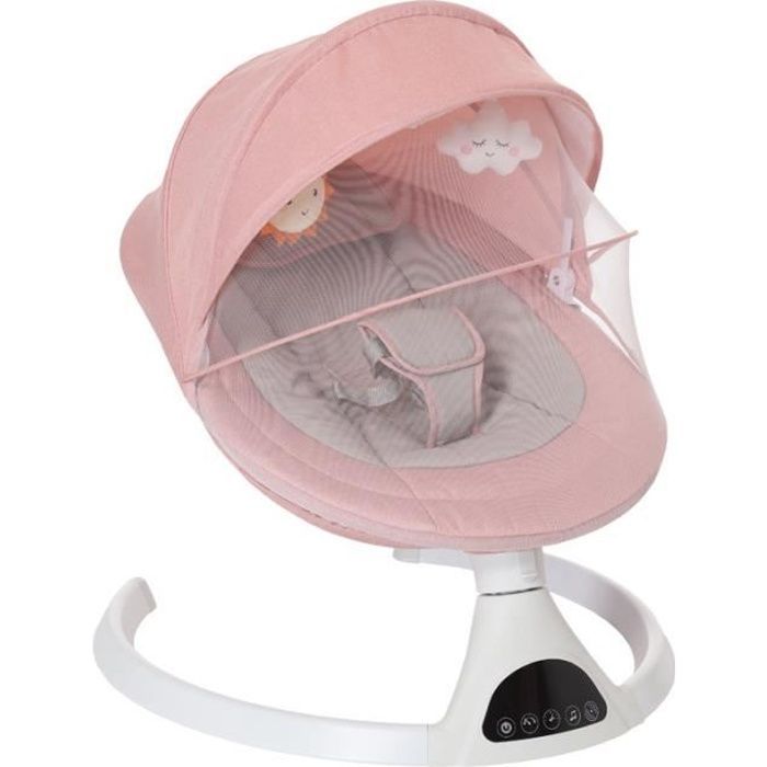 Altalena/sdraietta elettrica per neonati da 0 a 12 mesi fino a 20 kg, 5 velocità con cuscino di seduta - Rosa