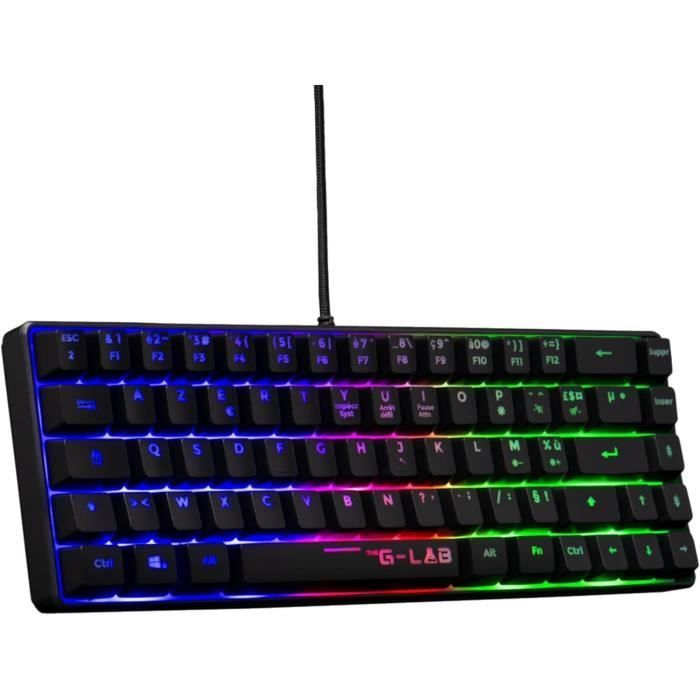Teclado Gamer - The G-Lab - KEYZ HYDROGEN - Tamanho Compacto 60% - Retroiluminado - Com Fio - Preto