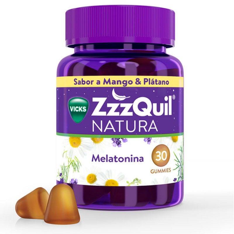 ZZQUIL Natura guminukai su mangais ir bananais, padedantys užmigti. Vitaminai ir mineralai.