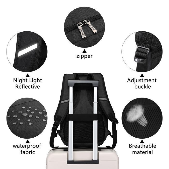 Mochila Kono de 40x20x25cm, bolsa de viaje Ryanair de 20L, equipaje de mano para debajo del asiento del avión, para mujeres y hombres, color negro.