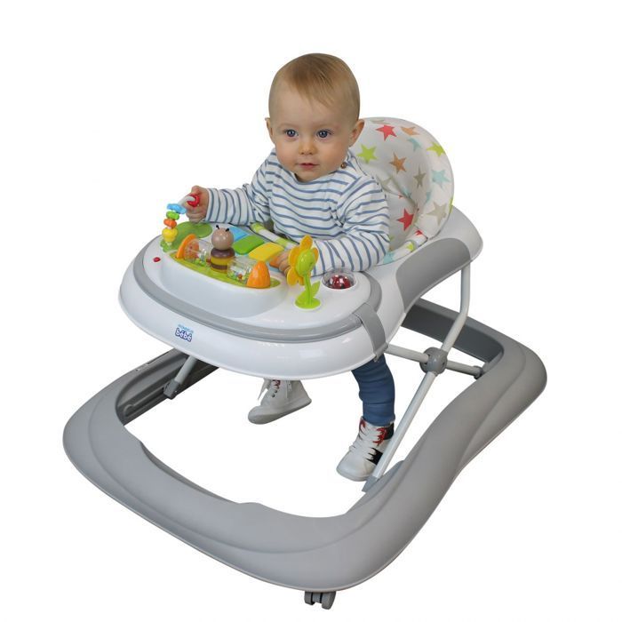 Girello musicale pieghevole regolabile in altezza per bambini - Grigio - Monsieur Bébé