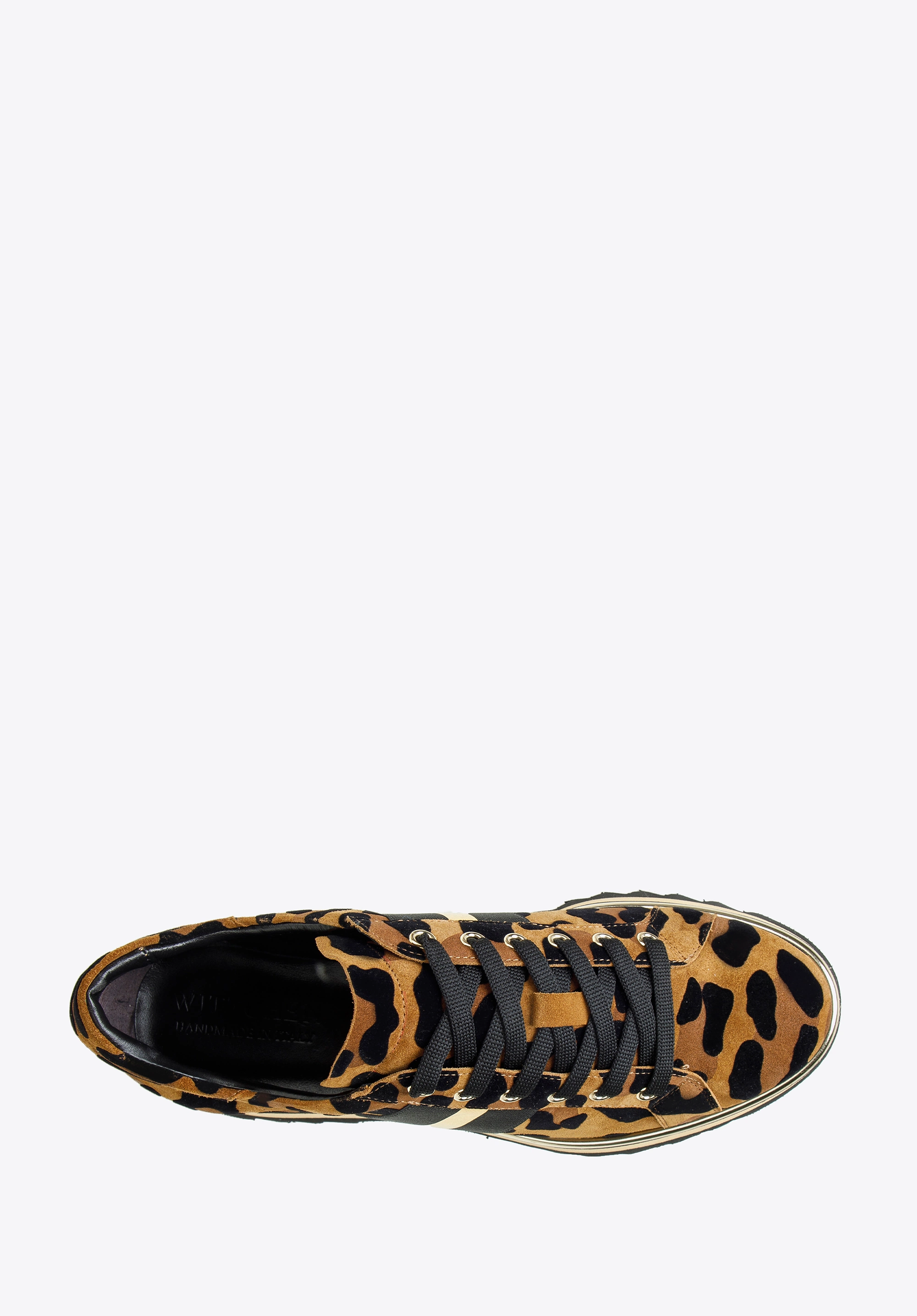 Damskie sneakersy zamszowe w zwierzęcy wzór brązowo-czarne