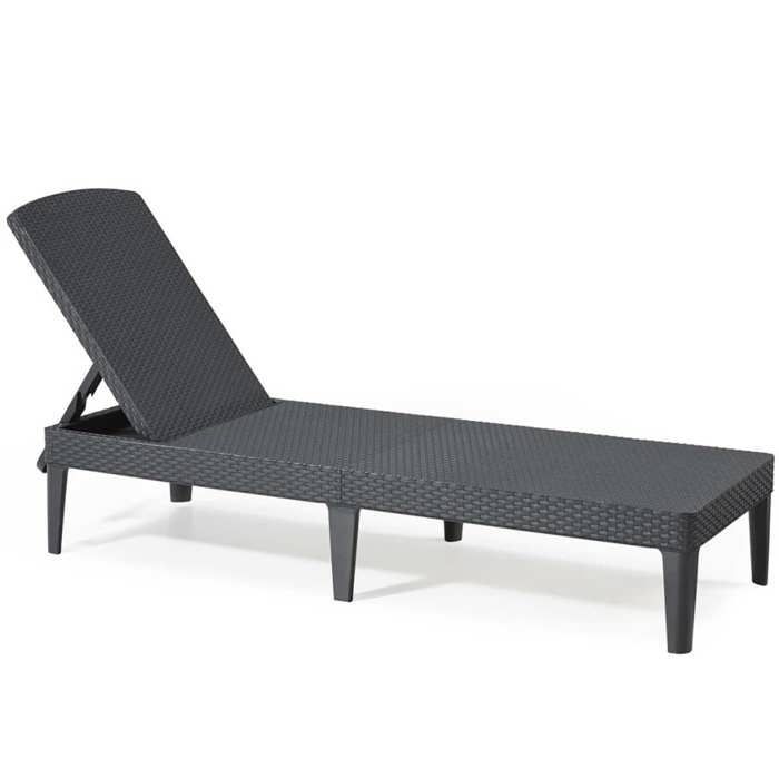 Bain de soleil - Allibert by KETER – Jaipur – en résine imitation rotin tressé – gris graphite – dossier réglable