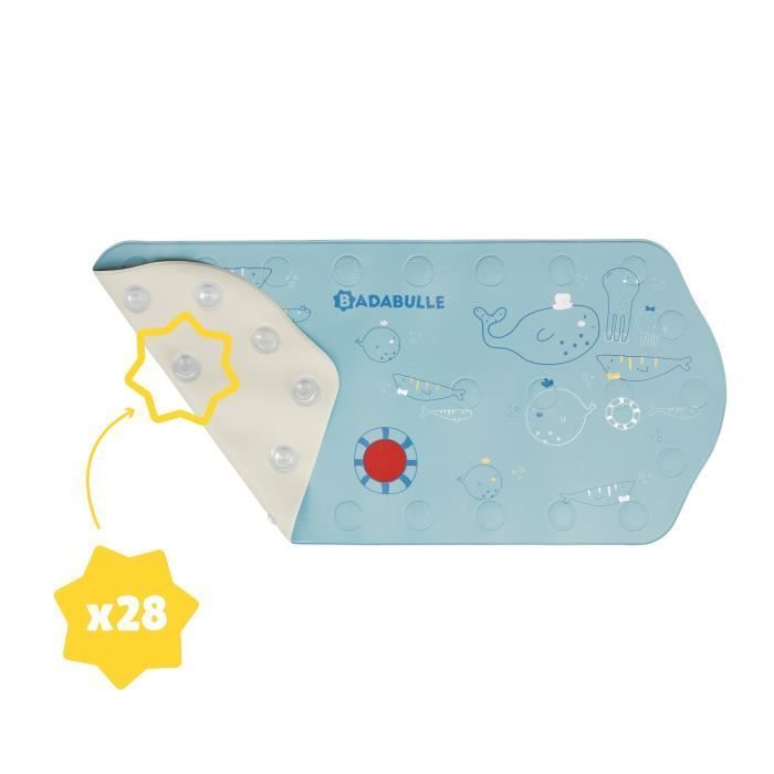 Tappetino da bagno antiscivolo Badabulle XXL con indicatore di temperatura, lungo 91 cm.