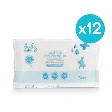 Baby Wells-pakke med 99 % vann, milde renseservietter, 12 x 72 stk.