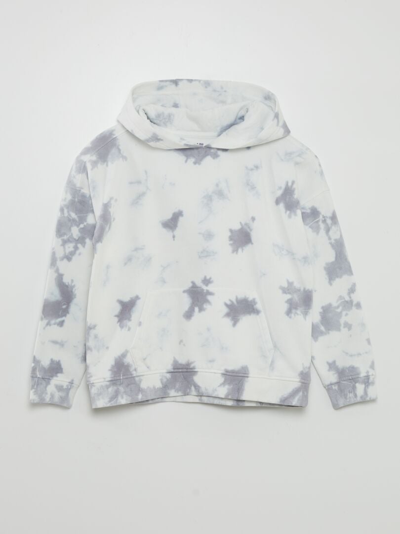 Sudadera con capucha teñida con la técnica tie-dye - GRIS