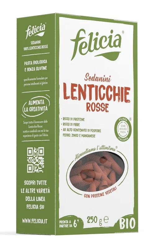 Felicia Bio Sedanini met rode linzen, glutenvrij, 250 g