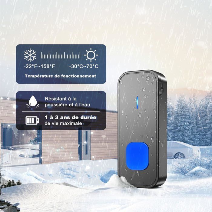 Timbre inalámbrico AIMOONSA - Kit receptor enchufable - Alcance de 400 m - Resistente al agua - 110 dB