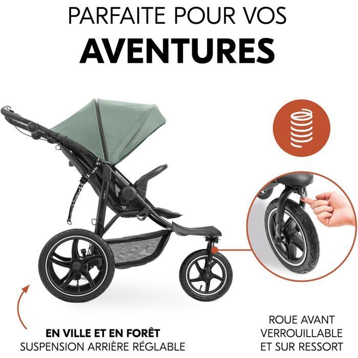 Hauck Runner 3 Dschungelgrüner 3-Rad-Kinderwagen – Komfort und Wendigkeit
