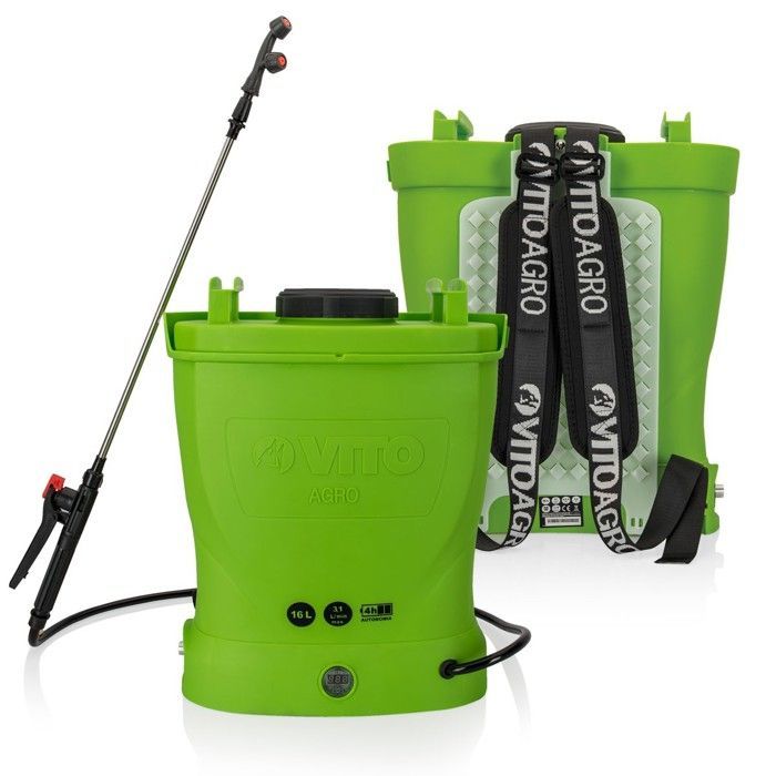 16L Electric Sprayer with 12V 8AH Battery, 6 bar Pressure - Roof Sprayer with Telescopic Lance, 3 Nozzles and Charger VITO