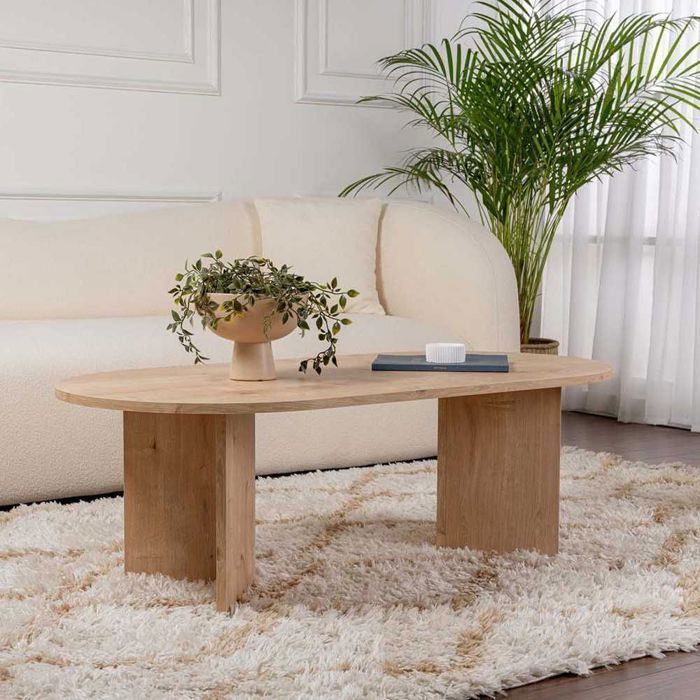 Table basse ovale en aggloméré coloris chêne saphir L119 cm - IRIS