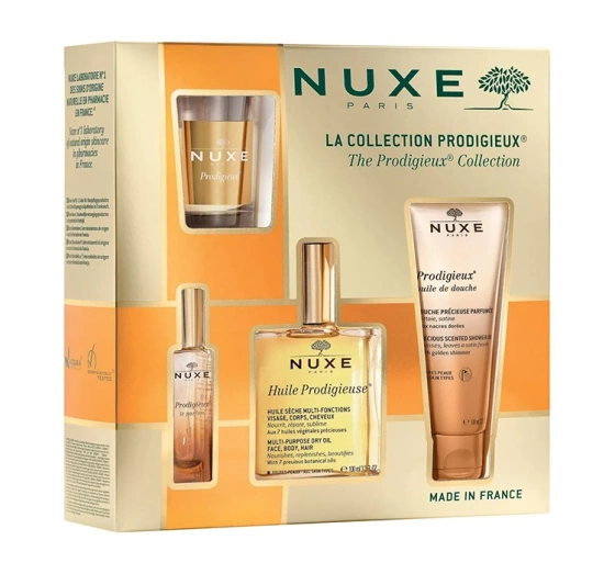 Nuxe The Prodigieux Collection zestaw prezentowy olejek 100 ml   olejek pod prysznic 100 ml   perfumy 15 ml   świeca 70 g