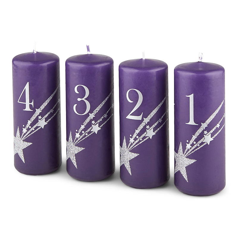 Vie Home adventslys 4-pakning 12 cm, 1-4, lilla parafin