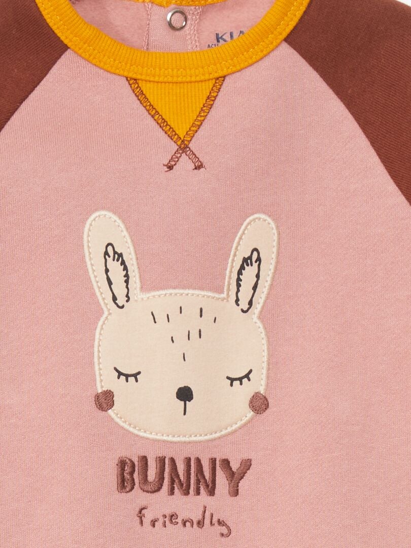 Pijama com estampa de coelho em três cores - ROSA
