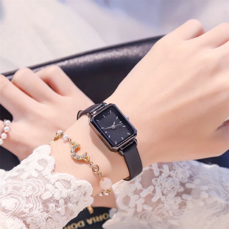 Classic Rectangle Women Watches Minimalist Ladies Black Leather Quartz Wristwatches Fashion Simple Style Drop Shipping Clock