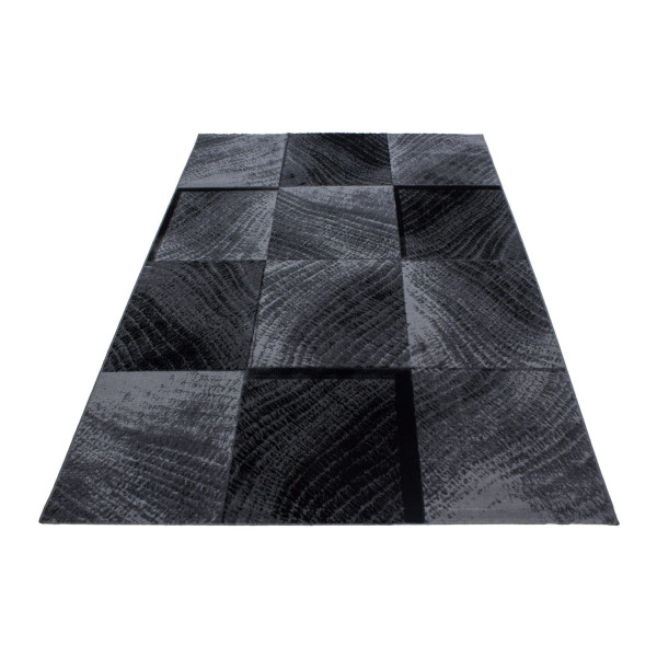 Dywan nowoczesny Plus Kwadraty szaro -czarny 80 cm x 150 cm