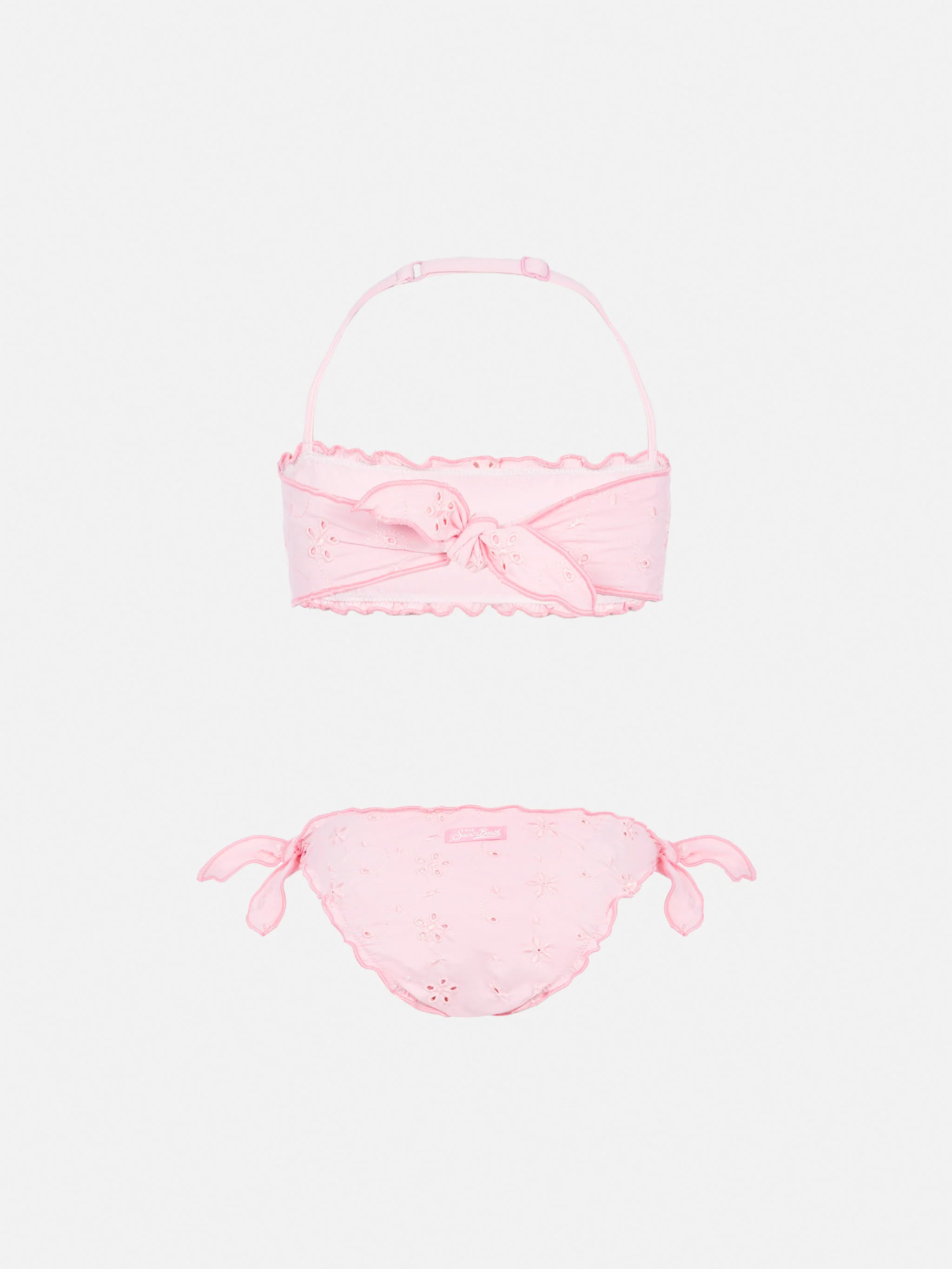 Bikini Emy a fascia classico con ricamo in pizzo Sangallo