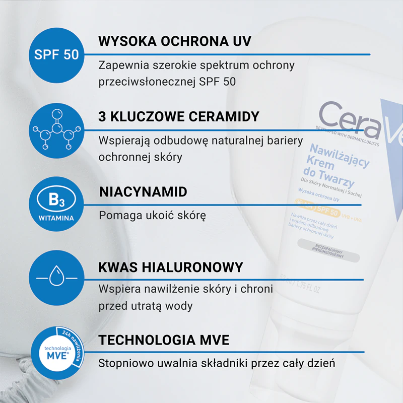 Hydratačný pleťový krém CeraVe Moisturizers SPF 50