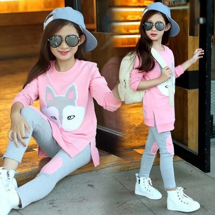 Ensemble de vêtements pour filles veste + pantalon 2 pièces Rose