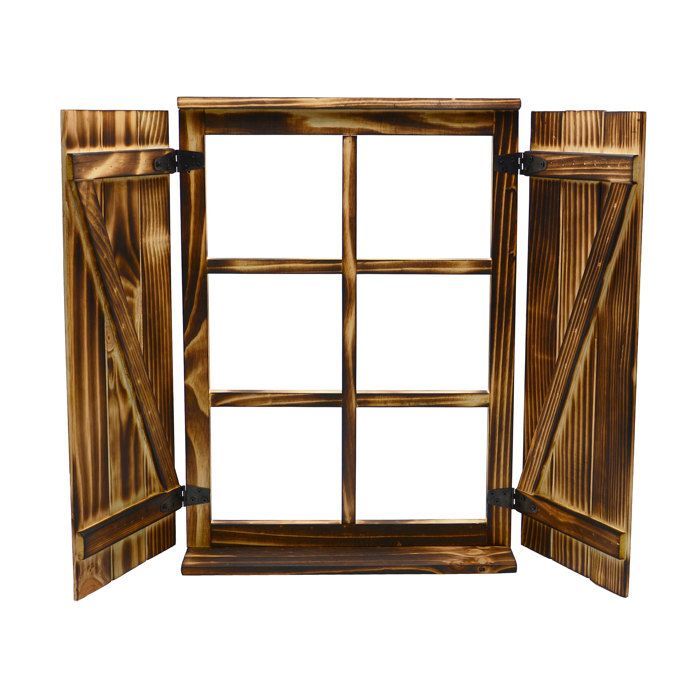 UNUS® Decorative wooden window with shutters and muntins for various rooms or your garden, terrace or balcony.