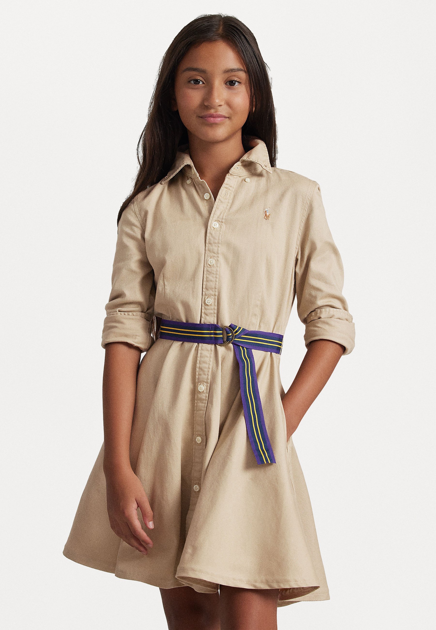 Robe-chemise en coton chino ceinturée Polo Ralph Lauren - kaki classique