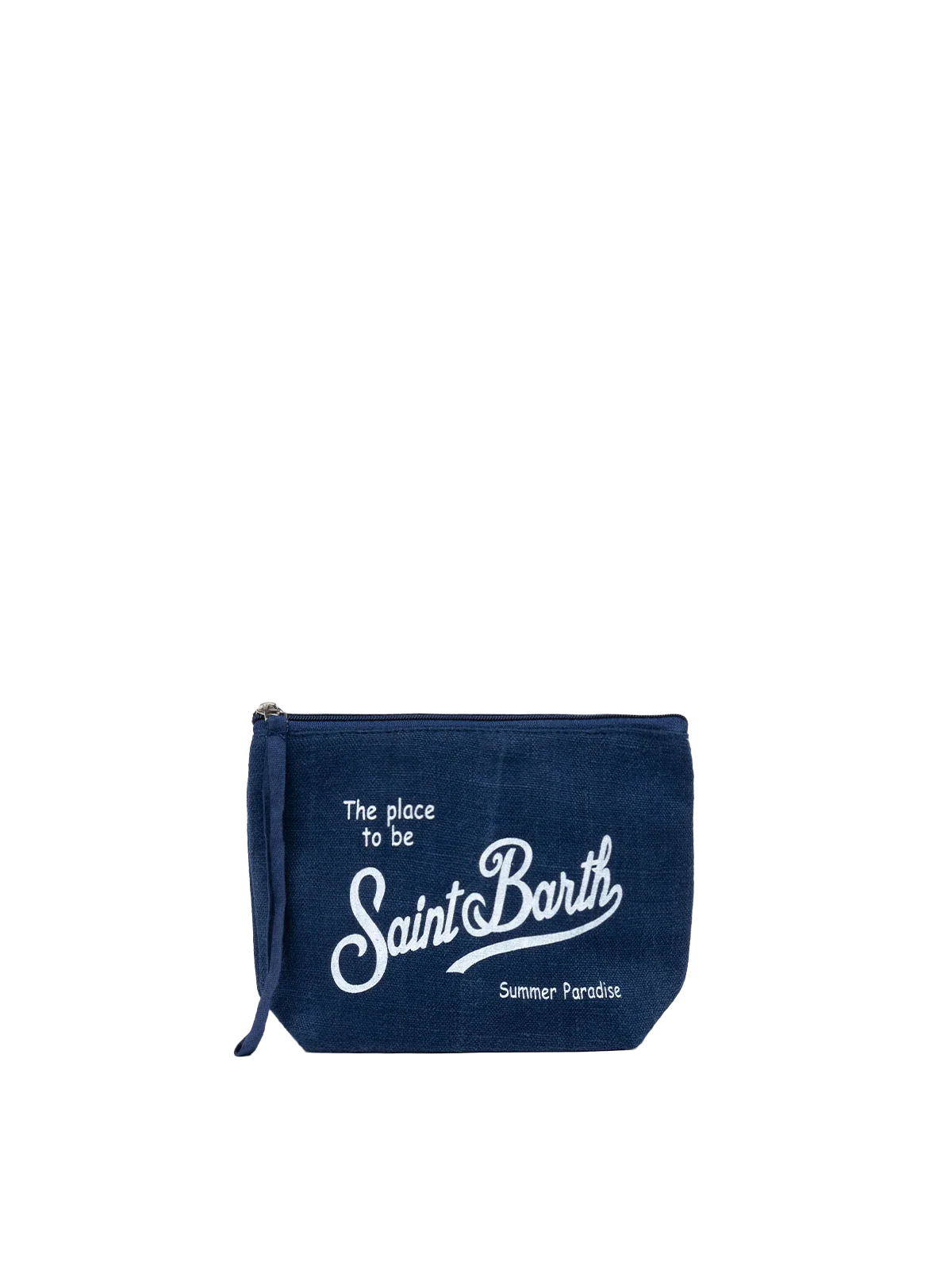 Aline marineblauwe linnen clutch tas