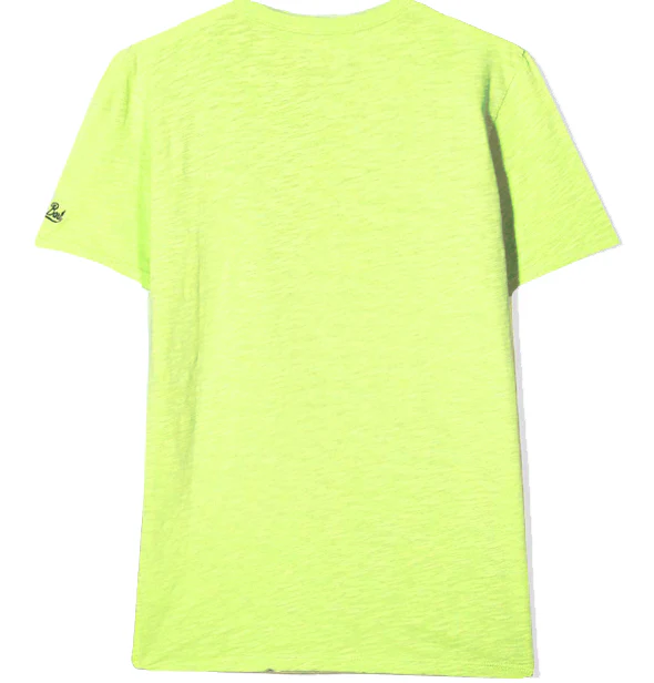 T-shirt voor kinderen met fluorescerend gele UFO-ruimteschipprint
