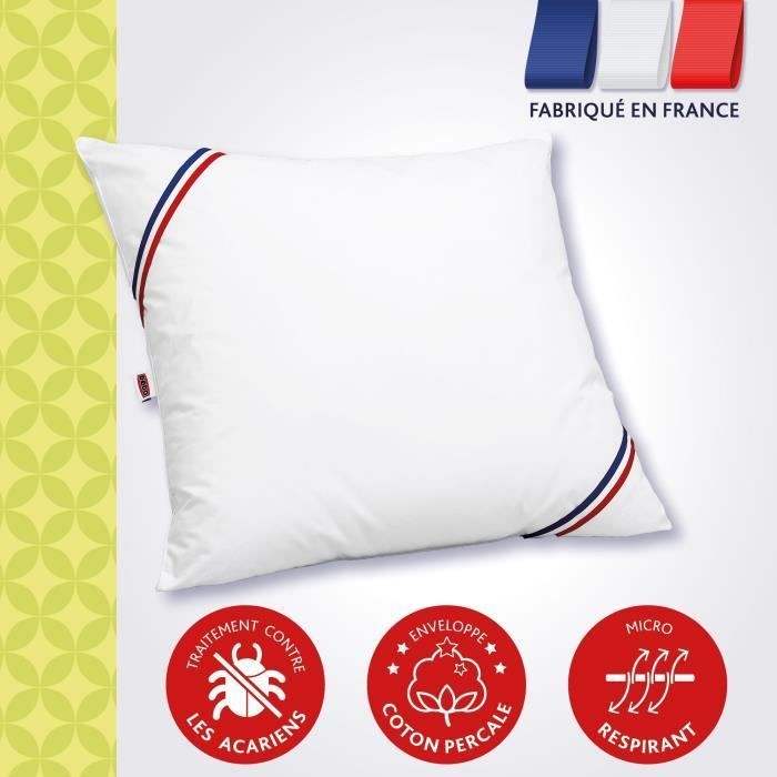 Almohada de plumas de ganso DODO Morzine, antiácaros, 65x65cm, blanca
