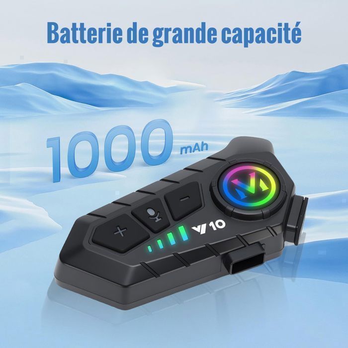Intercomunicador para motocicleta con Bluetooth para casco: asistente de voz, cancelación de ruido dual, llamadas HD, música y navegación simultáneas.