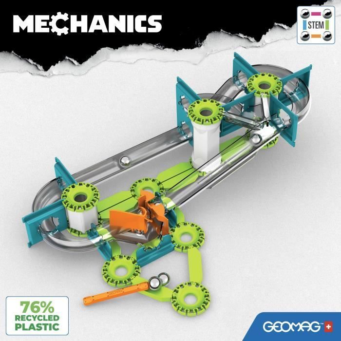 Knikkerbaan - GEOMAG - Mechanische zwaartekracht racebaan - 67 onderdelen - Magnetisch - Zwaartekracht - Gerecycled plastic