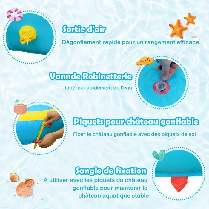 Castillo hinchable - DREAMADE - Tobogán hinchable con rocódromo y cañón de agua - Para niños de 3 a 8 años
