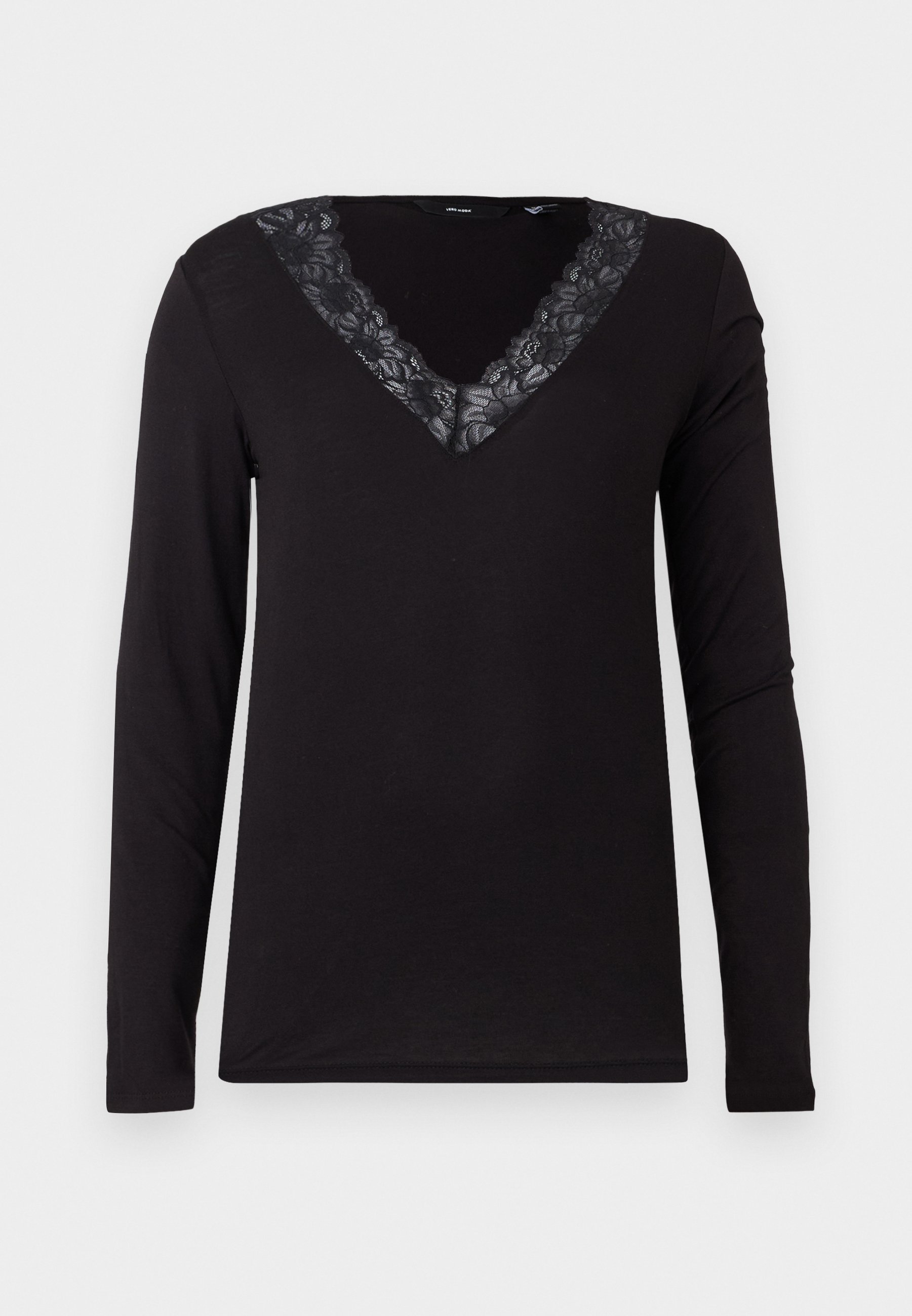 Vero Moda VMROSA V-hals top met lange mouwen - zwart