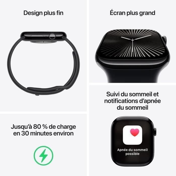 Apple Watch Series 10 GPS - 46 mm - Aluminio plateado - Correa de mezclilla S/M (2024) - Reacondicionado - Excelente estado