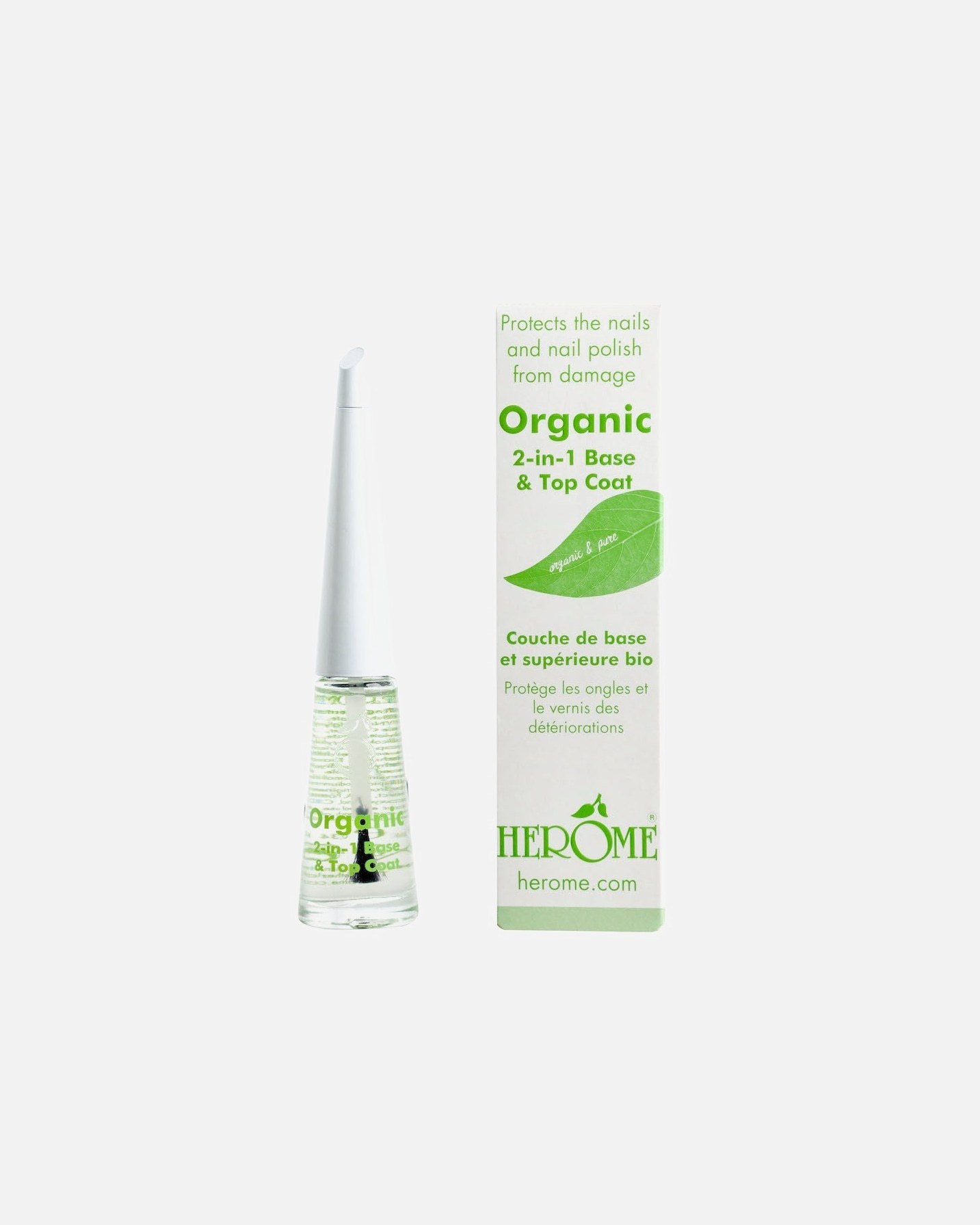 Herome Cosmetics virskārta roku kopšanai Organic & Pure 2 in 1 bāze un virskārta - 10 ml