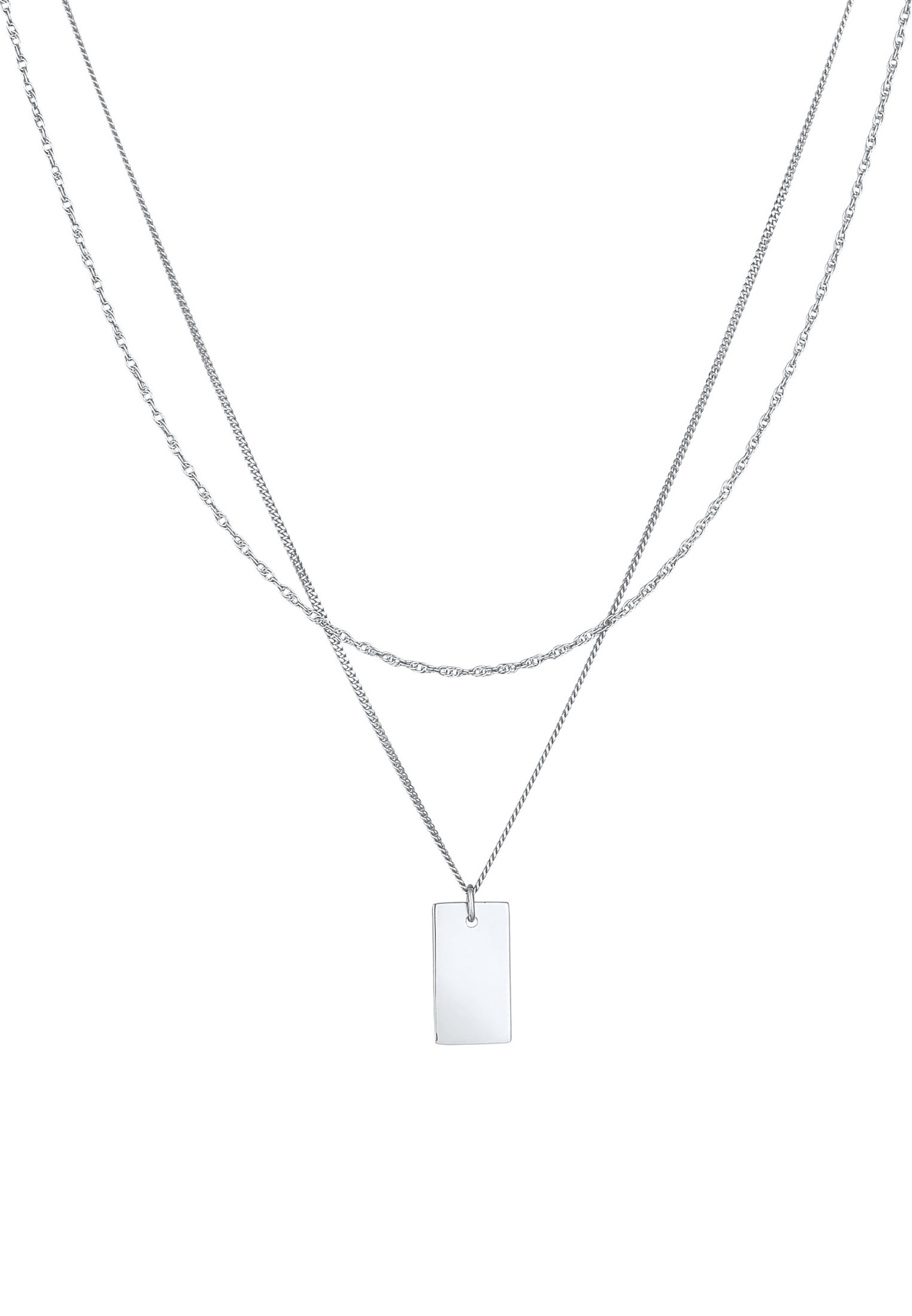 Elli Mesdames Pendentif Rectangle Torsadé Basic Minimal Tendance en argent sterling 925 plaqué or