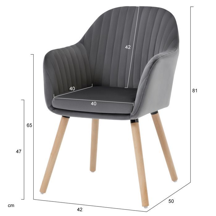 Juego de 4 sillas de comedor WOLTU, sillas de recepción de terciopelo y madera maciza, gris oscuro.