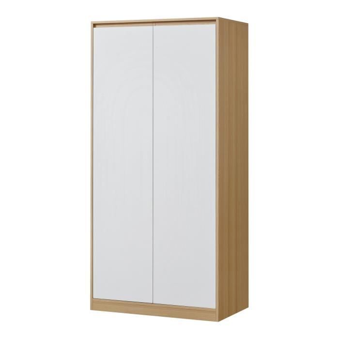 Armoire de chambre Bastheim avec 4 étagères MDF 176 x 80 x 52 cm effet chêne blanc