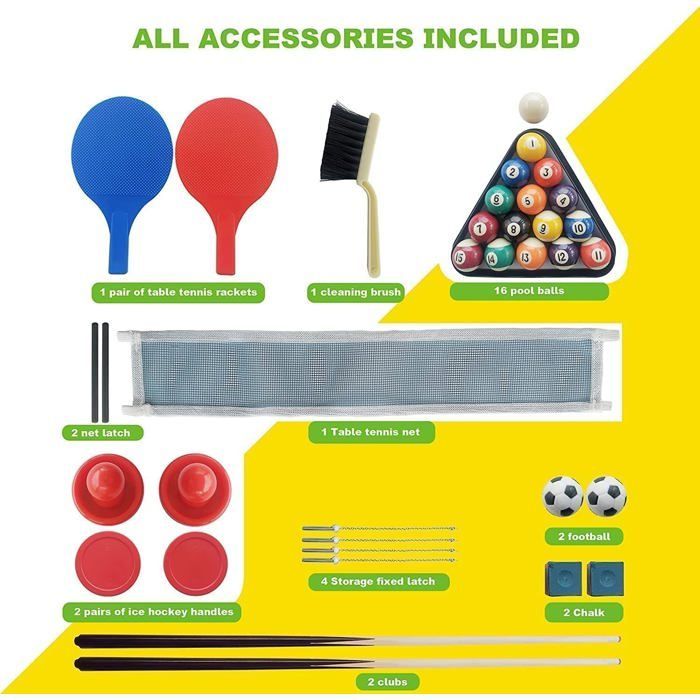 Tavolo multi-gioco 5 in 1 - tavolo multi-gioco pieghevole per bambini - calcio balilla/ping-pong/biliardo/air hockey/basket