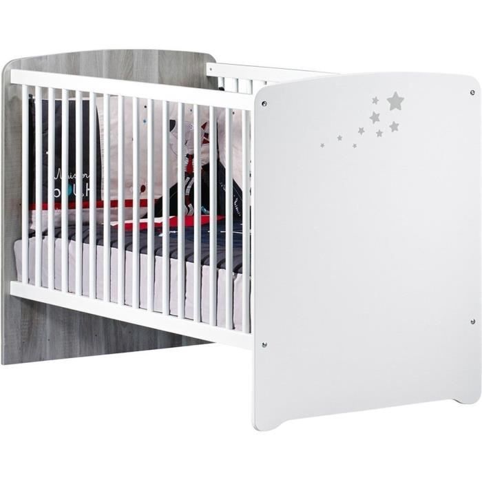 Conjunto de dormitorio infantil Nao Trio: cuna de 120x60 cm, cambiador y armario - Babyprice - Blanco