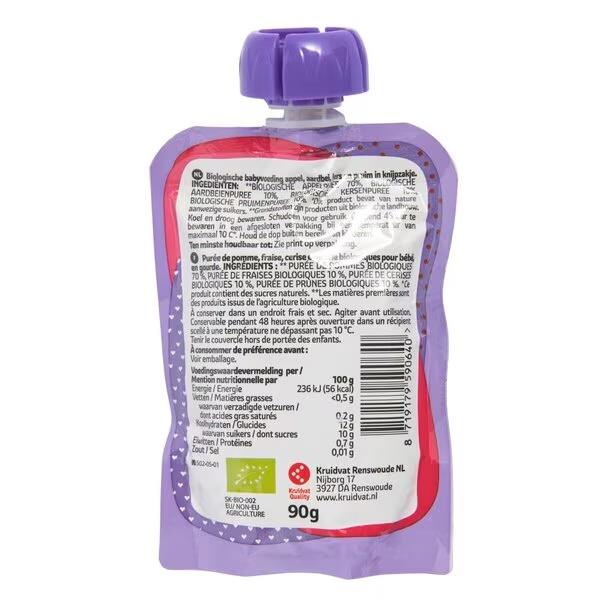 Kruidvat 6+M Organické lisované vrecko s lesným ovocím<br>90g