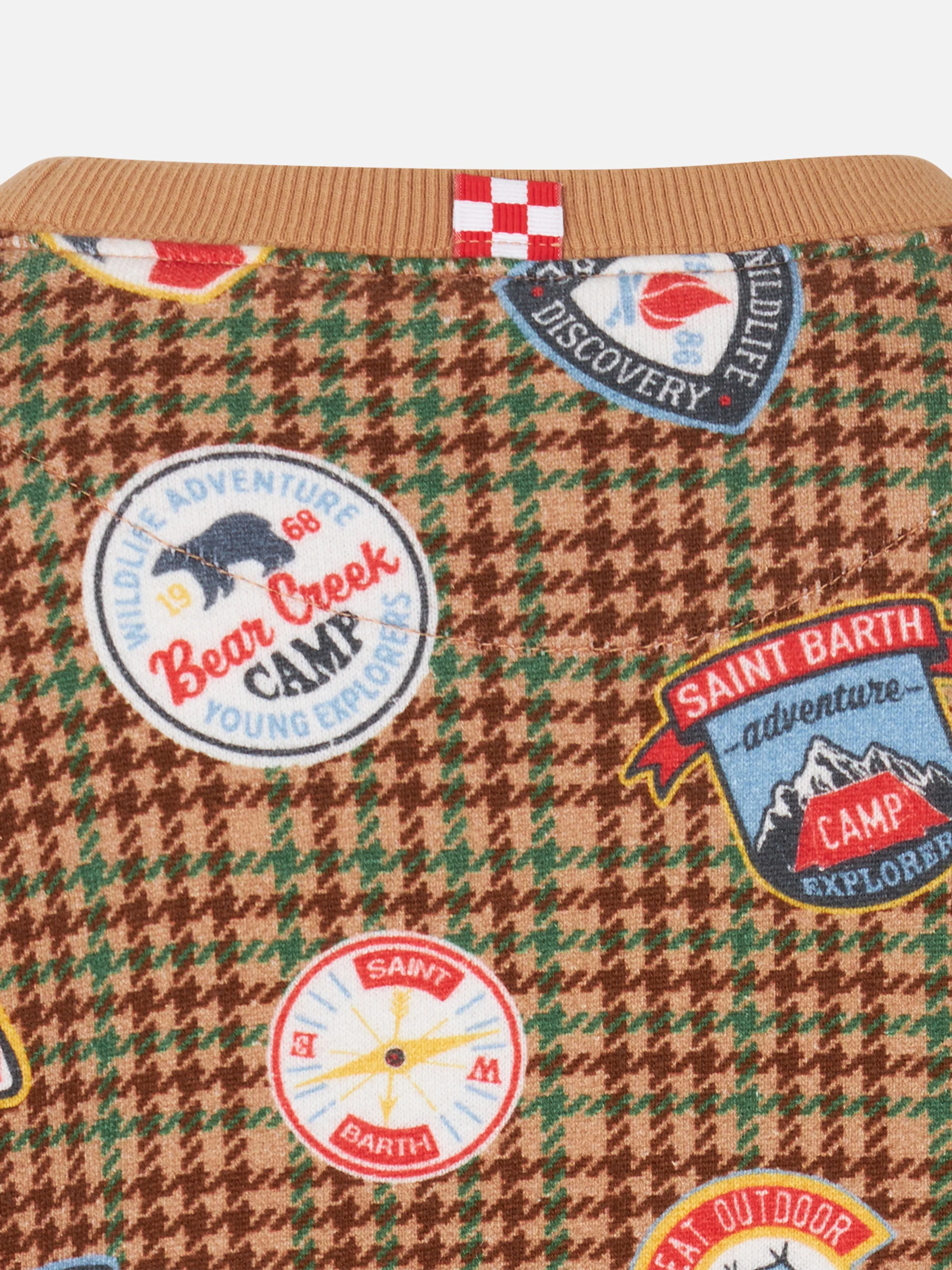 Sweat-shirt à col roulé pour enfant avec écusson et imprimé pattes de poulet