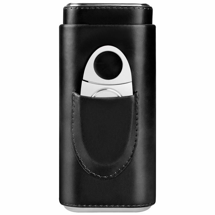 Accesorios para humidor de puros - Estuche de viaje para puros - Caja de puros con cortador - Regalo para hombres - Negro - CIGAR HOUSE