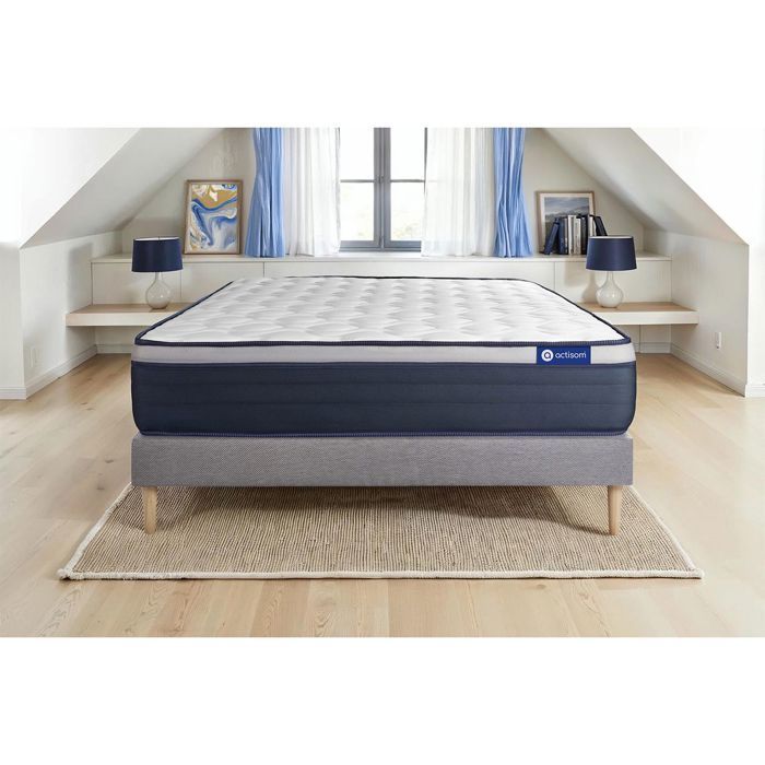 Conjunto de colchón y base de cama de 140x190 cm - Base de cama gris (requiere montaje) - Actilatex Max